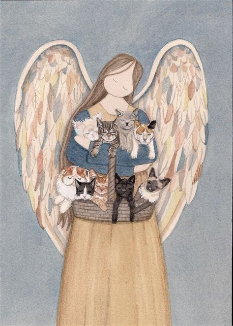 angel holding a cat